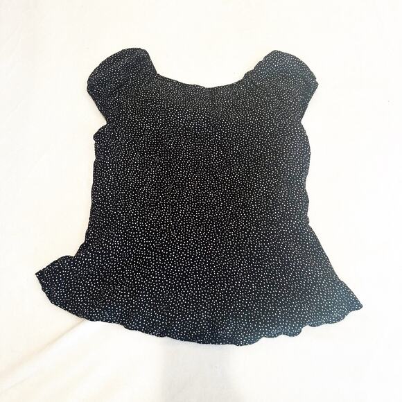Abercrombie Kids Black Polka Dot Top sz 11/2 Girl's Short Sleeve Blouse - Picture 3 of 6